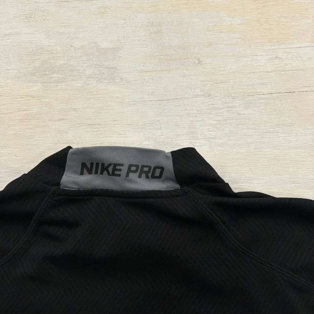 Nike Pro Shirt Dri-FIT Mock Neck Compression Long Sleeve Black Mens Size M